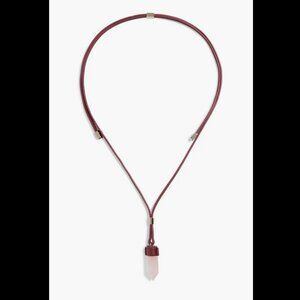 Chloe mini Jemma Necklace Rose Quartz on leather